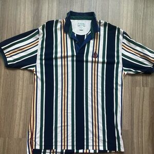 Izod Green and White Polo Shirt Classic Striped Design